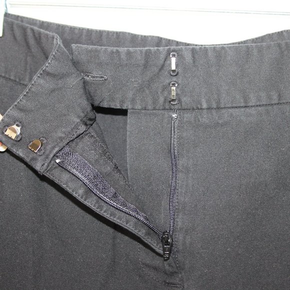 INC INTERNATIONAL CONCEPTS BLACK HIGH ANKLE PANTS SZ 12 FLAT FRONT BUTTONS COTTO - Picture 9 of 15